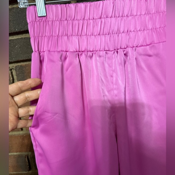 Vibrant Pink Elastic Waist wide leg soft Pants size M - Picture 2 of 10